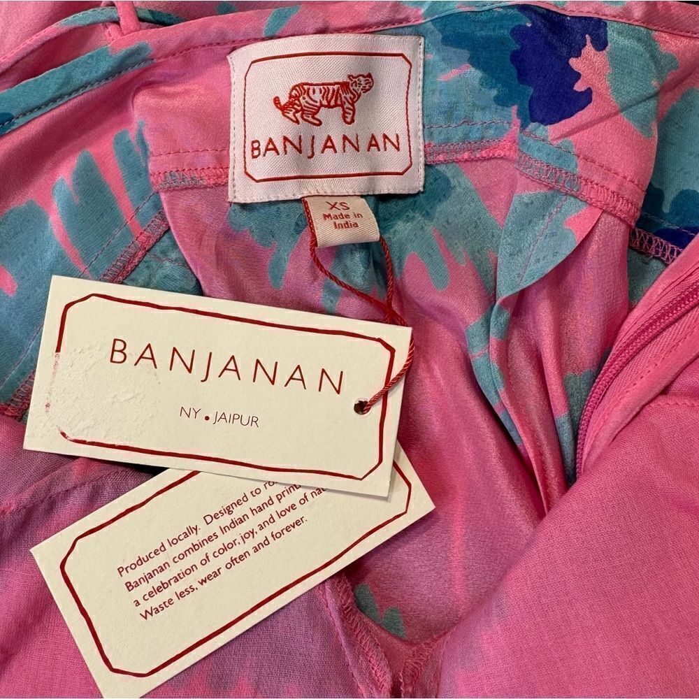 NEW Banjanan Aurora Maxi Slip Dress Pink Blue Floral Silk Size XS - Picture 9 of 11